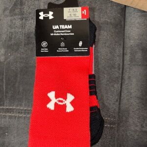 Under Armour Red and Black Athletic Crew Socks